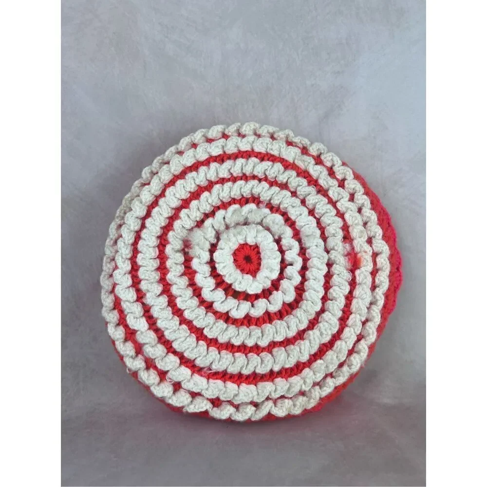 Vintage Mod Afghan Crochet Pillow 1970s